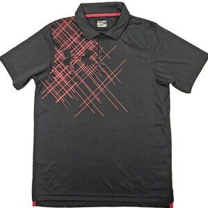 Under Armour HeatGear Fitted Black Red Graphic Polo Shirt Men’s Large